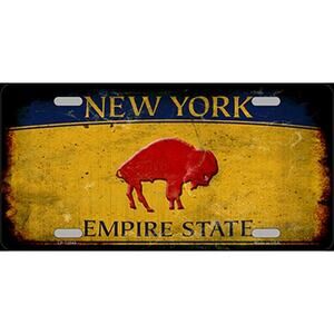 NFL Buffalo Bills License Plate Tag Metal Yellow Wall Sign Retro NY Old Logo New